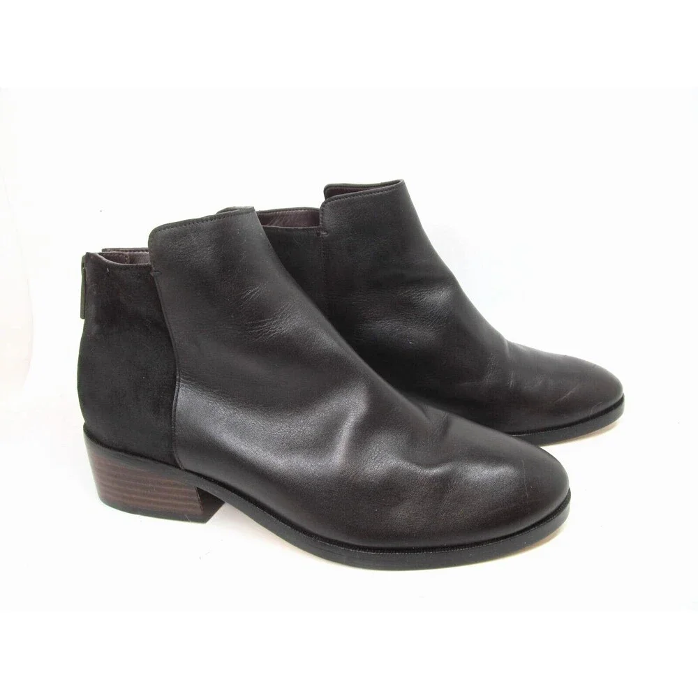 Cole Haan Grand O's Dark Brown Leather  Zip Ankle Booties Womens Size US 8 B